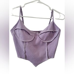 Shein Lavender Knit "Corseted" Reverse Stitch Crop Top. Size XS
